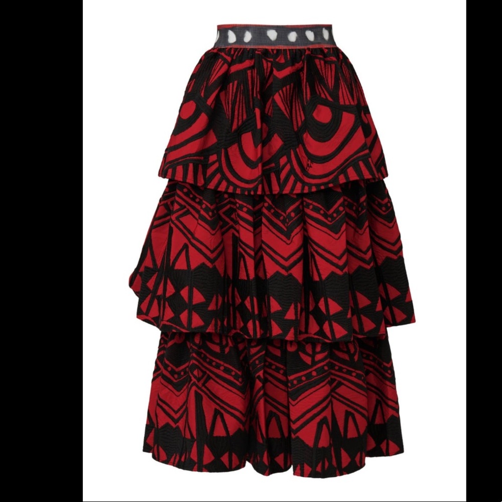 Stella Jean Tiered red & black skirt Sz 38 - Picture 2 of 7